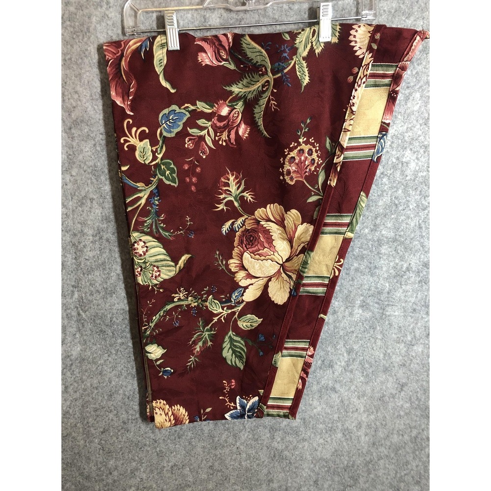 Waverly Floral Cornice Valance Pair Of 2 Red Stripe UnLined Cotton USA 50x20